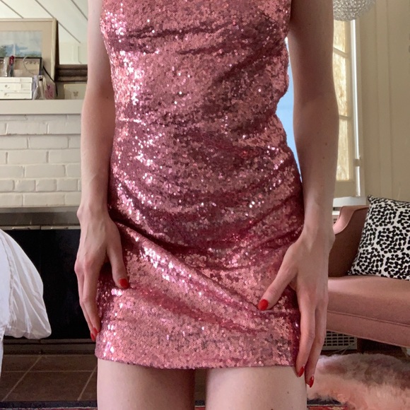 Pink Sequin Mini Dress - Picture 3 of 4